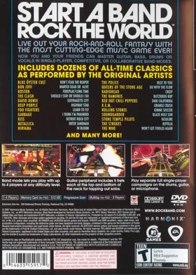 Rock Band box cover back